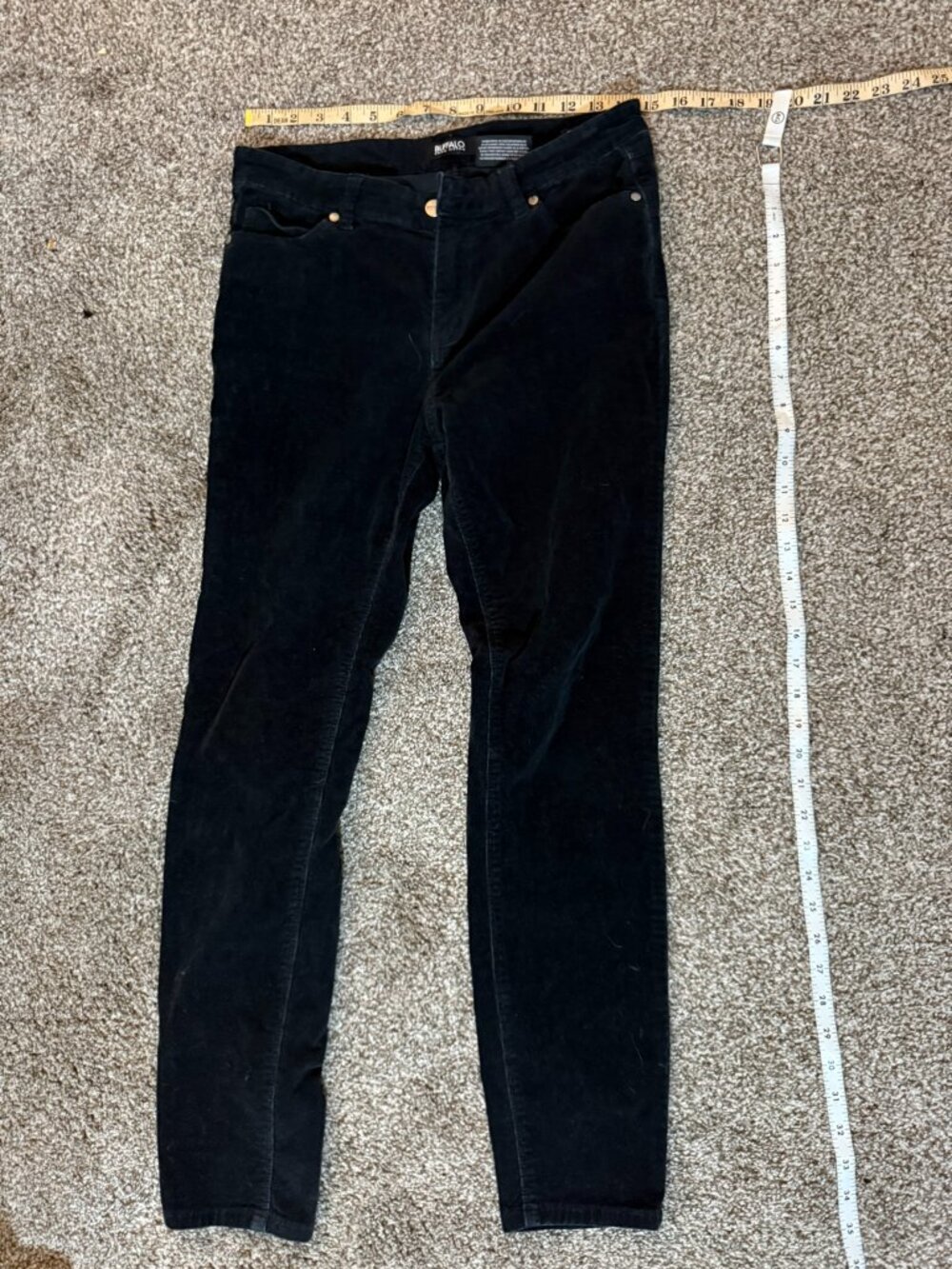 Buffalo David Bitton Womens 10/30 Black Corduroy Icon Mid Rise Slim Skinny Pants